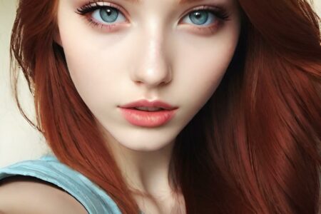 AI girl with red hair wallpaper