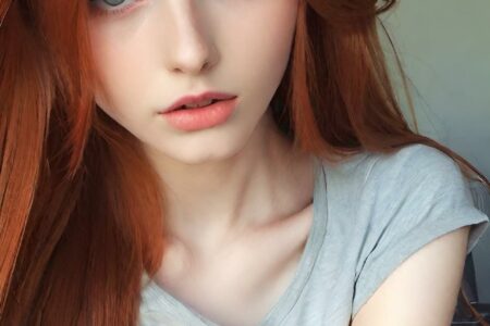 AI girl with red hair wallpaper