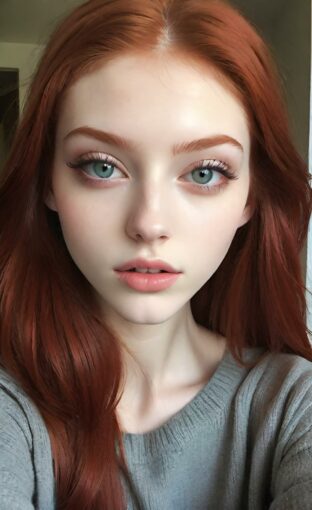 AI girl with red hair wallpaper