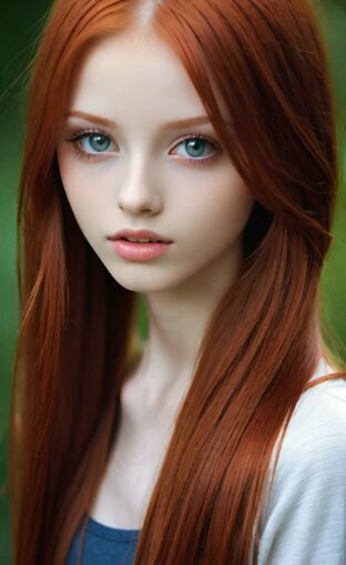 AI girl with red hair wallpaper