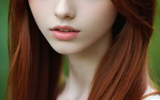 AI girl with red hair wallpaper