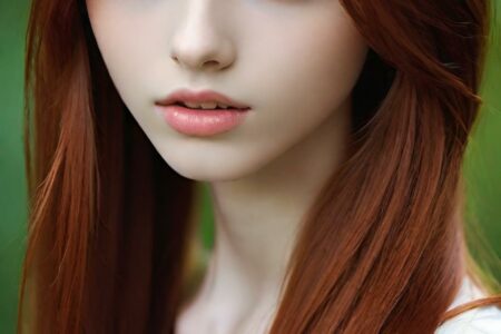 AI girl with red hair wallpaper