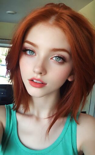 AI girl with red hair wallpaper