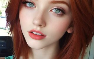AI girl with red hair wallpaper