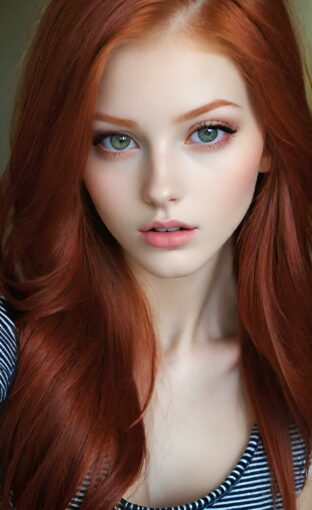 AI girl with red hair wallpaper