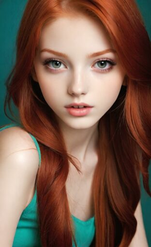 AI girl with red hair wallpaper