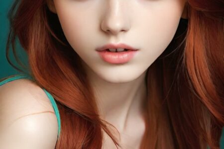AI girl with red hair wallpaper