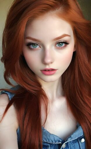 AI girl with red hair wallpaper