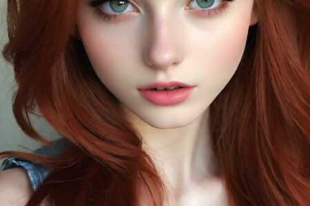 AI girl with red hair wallpaper