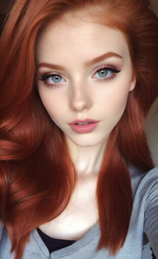 AI girl with red hair wallpaper