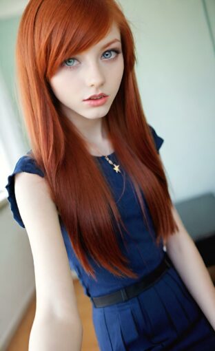 AI girl with red hair wallpaper