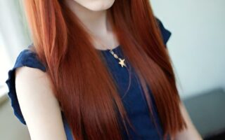 AI girl with red hair wallpaper