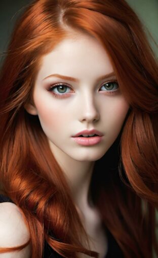 AI girl with red hair wallpaper