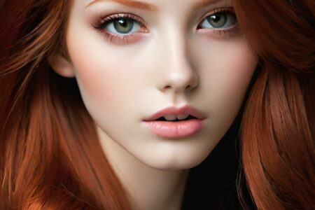 AI girl with red hair wallpaper