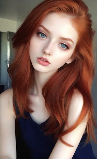 AI girl with red hair wallpaper