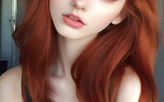 AI girl with red hair wallpaper