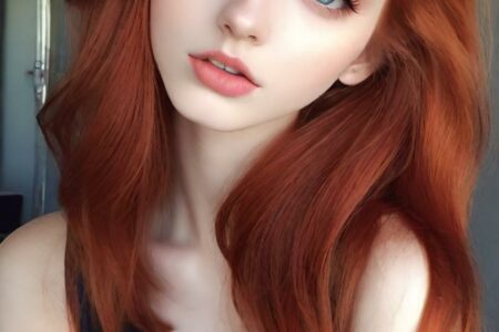 AI girl with red hair wallpaper
