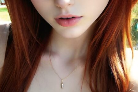 AI girl with red hair wallpaper