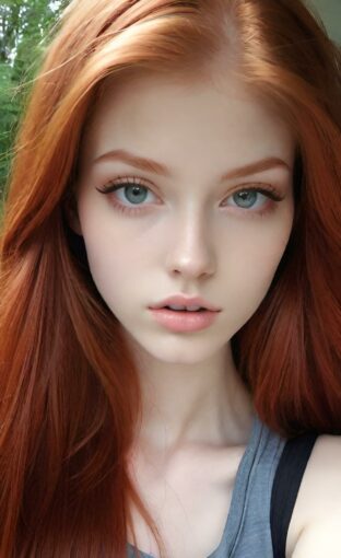 AI girl with red hair wallpaper