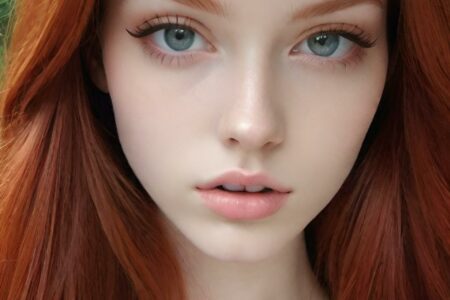 AI girl with red hair wallpaper