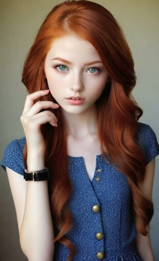 AI girl with red hair wallpaper