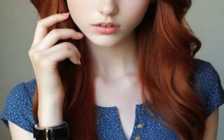 AI girl with red hair wallpaper