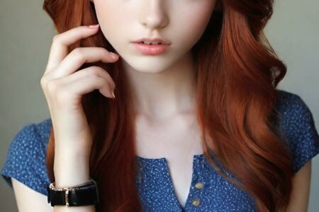 AI girl with red hair wallpaper