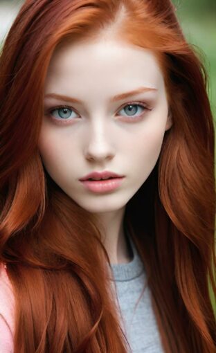 AI girl with red hair wallpaper