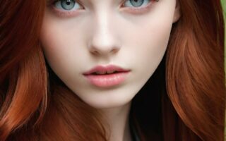 AI girl with red hair wallpaper