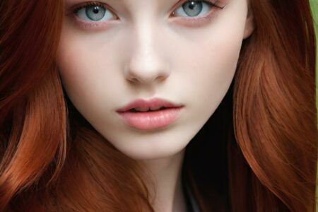 AI girl with red hair wallpaper