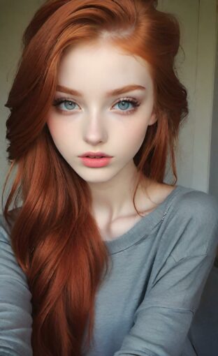 AI girl with red hair wallpaper