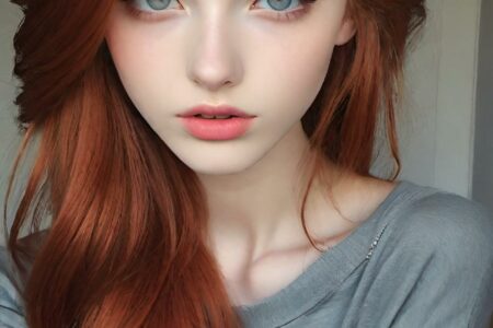 AI girl with red hair wallpaper