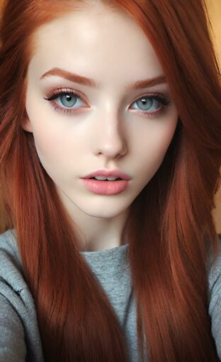 AI girl with red hair wallpaper