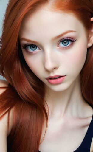 AI girl with red hair wallpaper