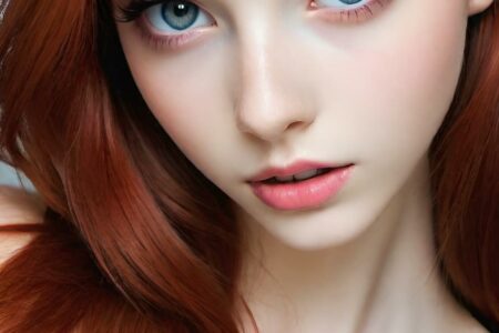 AI girl with red hair wallpaper