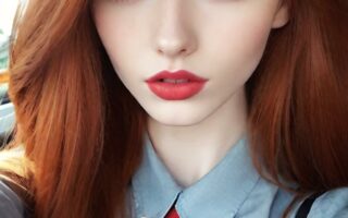 AI girl with red hair wallpaper