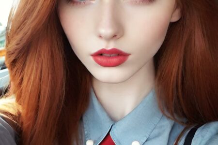 AI girl with red hair wallpaper