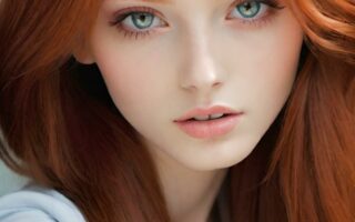 AI girl with red hair wallpaper
