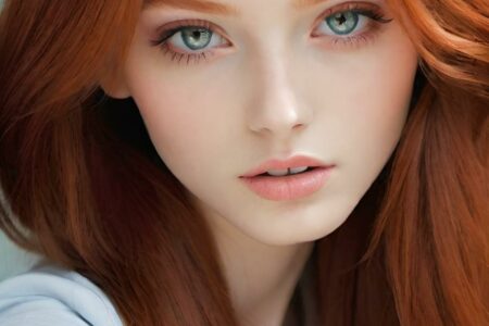 AI girl with red hair wallpaper