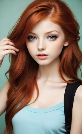 AI girl with red hair wallpaper