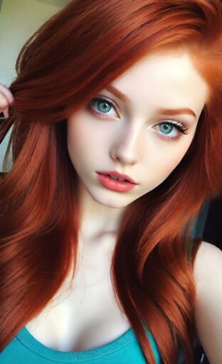AI girl with red hair wallpaper