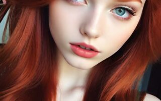 AI girl with red hair wallpaper