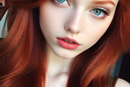 AI girl with red hair wallpaper