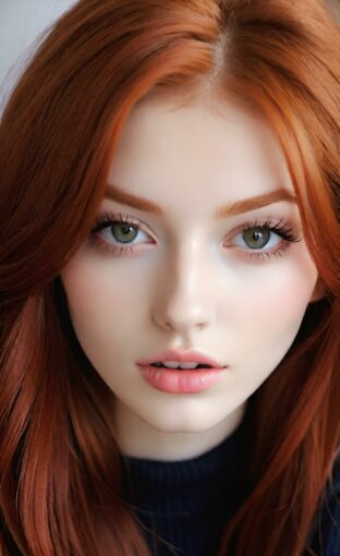 AI girl with red hair wallpaper