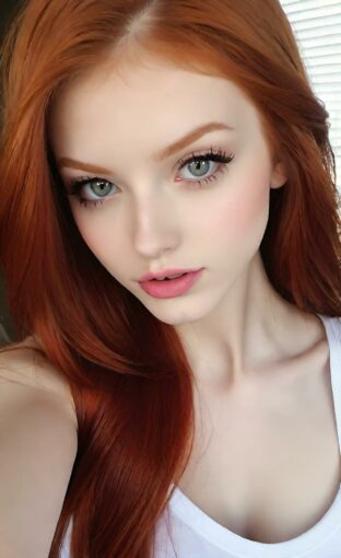 AI girl with red hair wallpaper