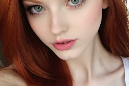 AI girl with red hair wallpaper