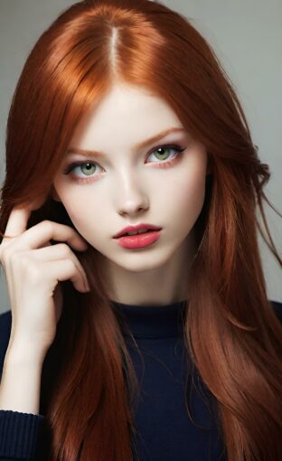 AI girl with red hair wallpaper
