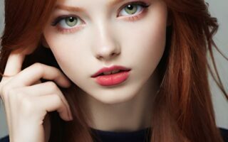 AI girl with red hair wallpaper