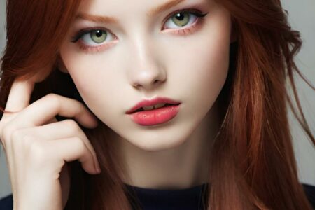 AI girl with red hair wallpaper