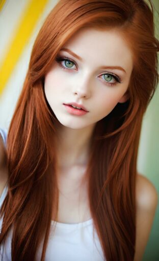 AI girl with red hair wallpaper